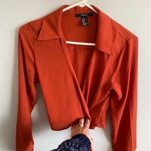 orange forever 21 wrap around top !